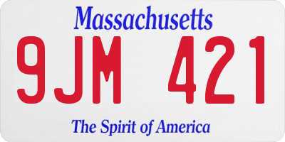 MA license plate 9JM421