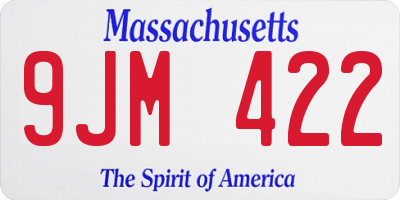 MA license plate 9JM422