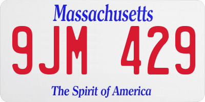 MA license plate 9JM429