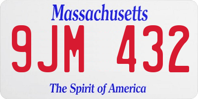 MA license plate 9JM432