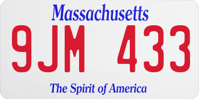 MA license plate 9JM433