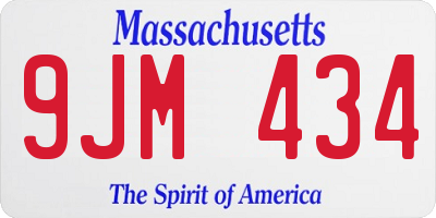 MA license plate 9JM434