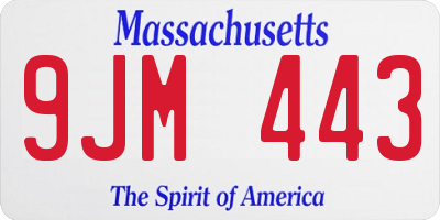 MA license plate 9JM443