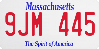 MA license plate 9JM445