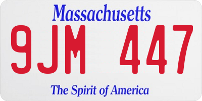 MA license plate 9JM447