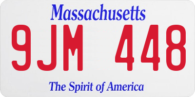 MA license plate 9JM448