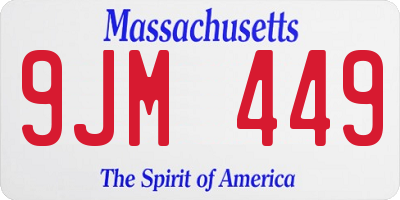 MA license plate 9JM449