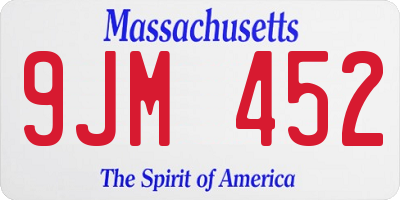 MA license plate 9JM452