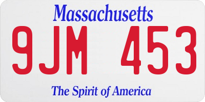 MA license plate 9JM453