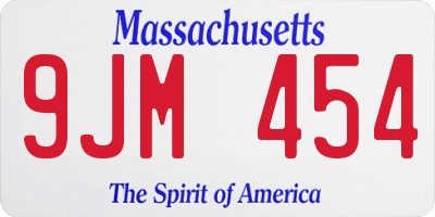 MA license plate 9JM454