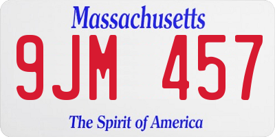 MA license plate 9JM457