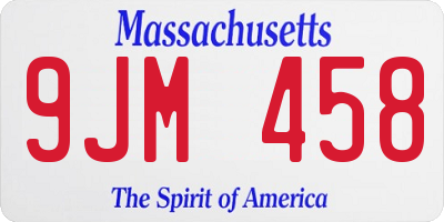 MA license plate 9JM458