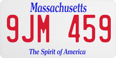 MA license plate 9JM459
