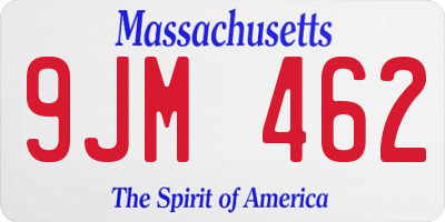 MA license plate 9JM462
