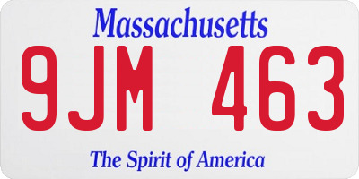 MA license plate 9JM463