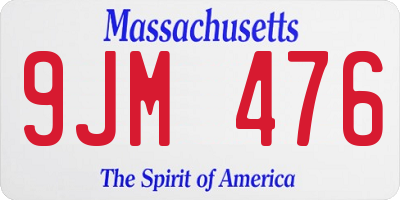 MA license plate 9JM476