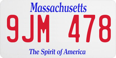 MA license plate 9JM478