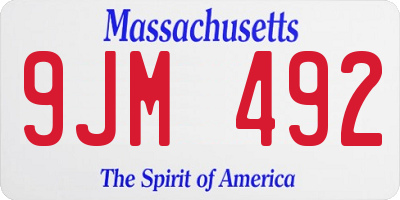 MA license plate 9JM492