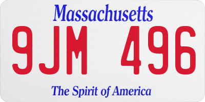 MA license plate 9JM496