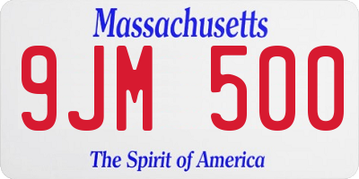 MA license plate 9JM500