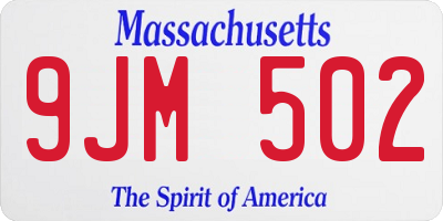 MA license plate 9JM502