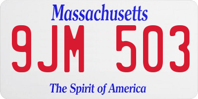 MA license plate 9JM503