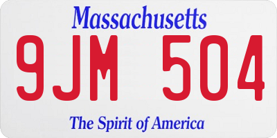 MA license plate 9JM504