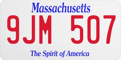 MA license plate 9JM507