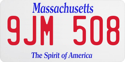 MA license plate 9JM508