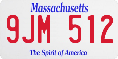 MA license plate 9JM512