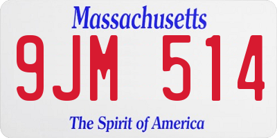 MA license plate 9JM514