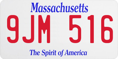 MA license plate 9JM516