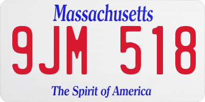 MA license plate 9JM518