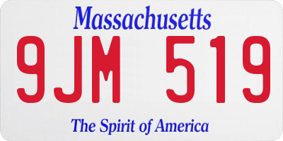 MA license plate 9JM519
