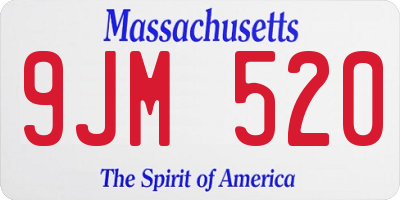 MA license plate 9JM520