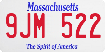 MA license plate 9JM522