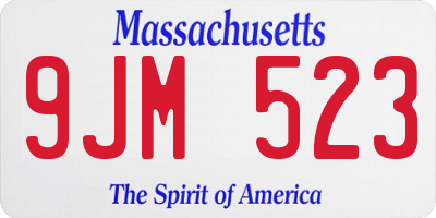 MA license plate 9JM523