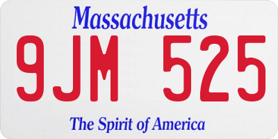 MA license plate 9JM525