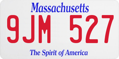 MA license plate 9JM527