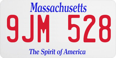 MA license plate 9JM528