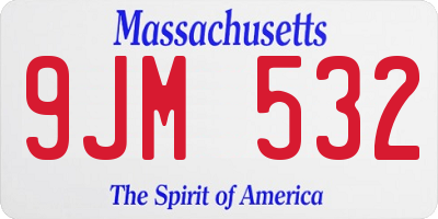 MA license plate 9JM532
