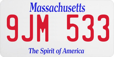 MA license plate 9JM533