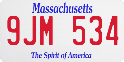 MA license plate 9JM534