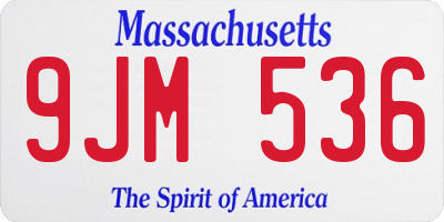 MA license plate 9JM536