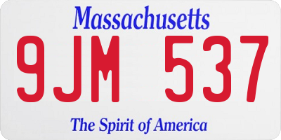 MA license plate 9JM537