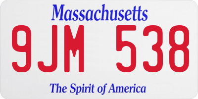 MA license plate 9JM538