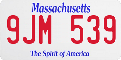 MA license plate 9JM539