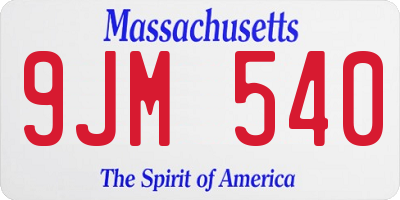MA license plate 9JM540