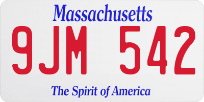 MA license plate 9JM542