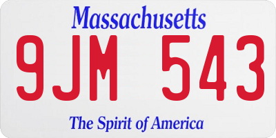MA license plate 9JM543